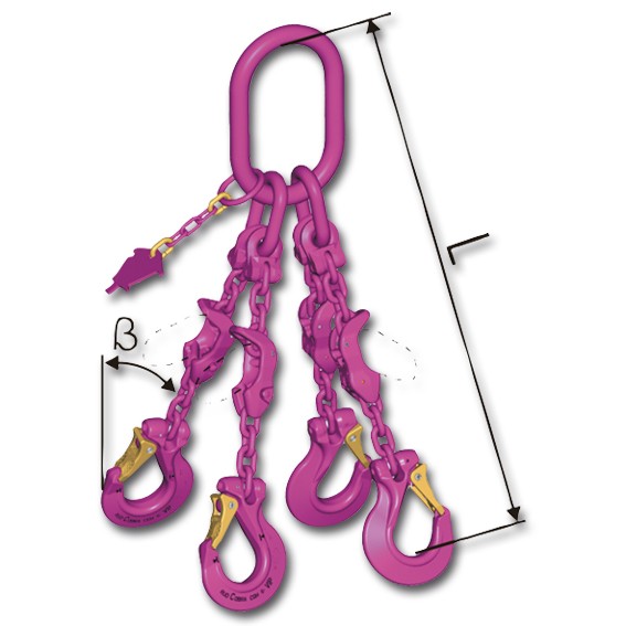 Stück - RUD GK 10 VIP 4-Strang mit Sicherheitshaken VCGH + Multiverkürzungsklaue VMVK - Anschlagkett