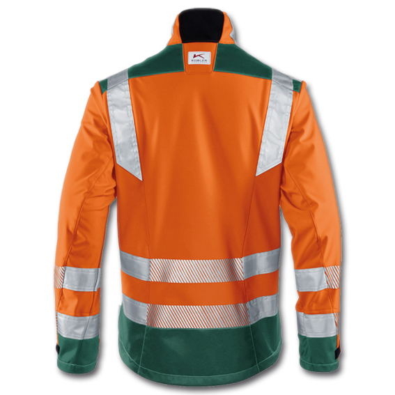 Berufsbekleidung STRENGE - Arbeitsschutz 1507 2 - | REFLECTIQ | Softshell-Jacke warnorange/moosgrün Stück KÜBLER EXTRA PSA |